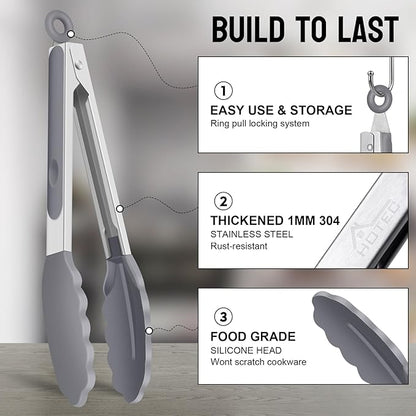 HOTEC Premium Stainless Steel Locking Kitchen Tongs - Image 5