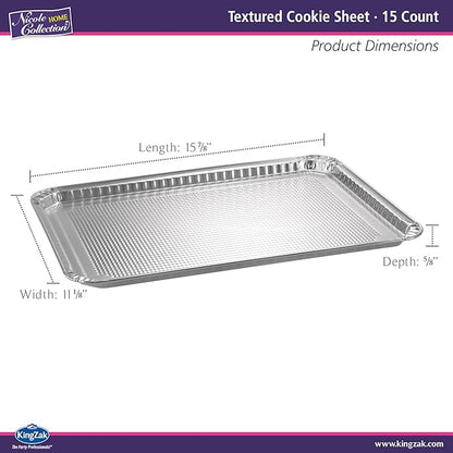 Aluminum Pans Half Size Textured Cookie Sheet 15 Count Durable Nonstick Baking - Image 2