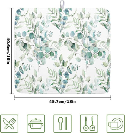 Watercolor Sage Leaves Dish Drying Mats - Image 2