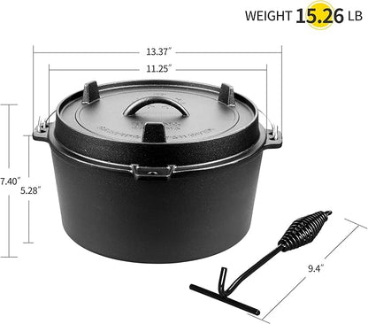 EDGING CASTING Pre-Seasoned Cast Iron Camping Dutch Ovens, Outdoor Camping - Image 2