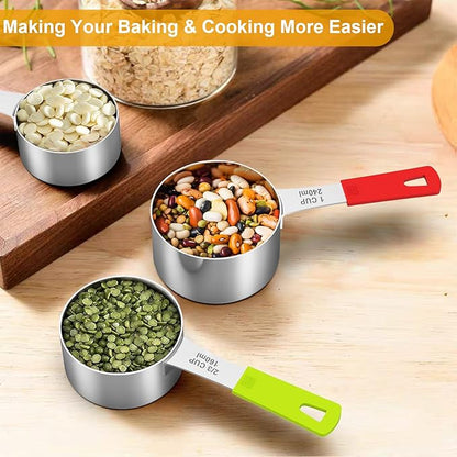Wildone 8-Piece Measuring Cups Set, Stainless Steel Nesting Measuring Cups - Image 6