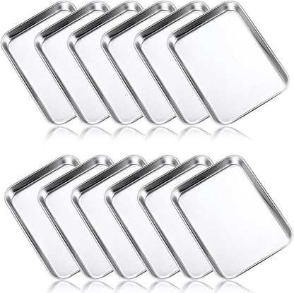 Mimorou 12 Pcs Baking Sheet Stainless Steel Cookie Small Metal Sheet Pans by Mimorou