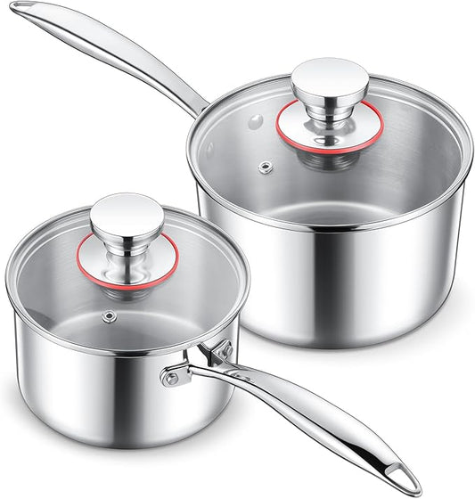 E-far Stainless Steel Saucepan Set - 1Qt & 2 Qt by E-far