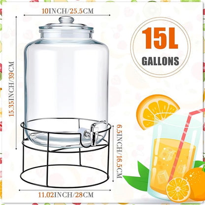 Honeydak 1 Pack 4 Gallon Glass Beverage Dispenser - Image 2