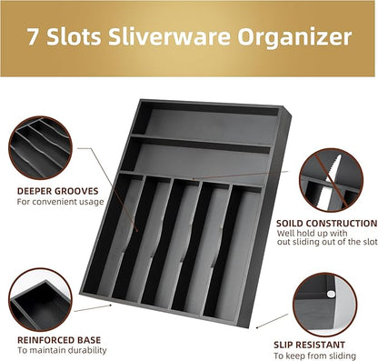 Besilord Silverware Organizer Kitchen Drawer Organizer Utensil Organizer Bamboo - Image 3