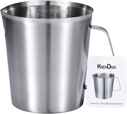 KSENDALO 32Oz/4Cup Stainless Steel Pitcher, 1 Liter Metal Container by KSENDALO