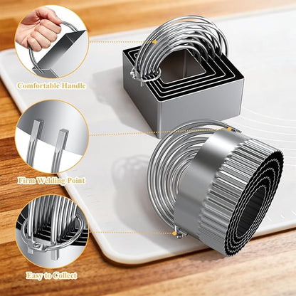 Biscuit Cutter Set of 10 pcs, Square and Fluted Cookie Cutter Set - Image 3