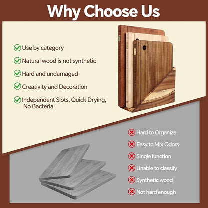 Book Cutting Board Set with Separated Stand, 3 Piece Wood Cutting Boards That - Image 6