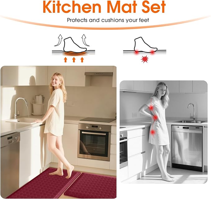 TranquilRelax 4/5 Inch Thick 2-Piece Anti-Fatigue Kitchen Mats, Cushioned - Image 5