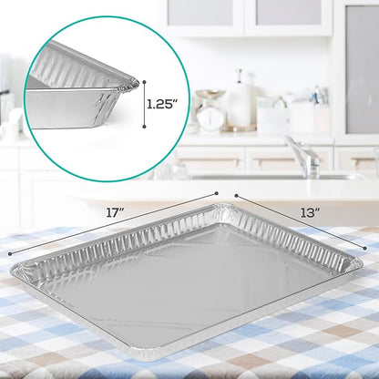 PLASTICPRO Aluminum Pans 20 Pack Disposable Cookie Sheets 13 x 17 Baking Pans - Image 2