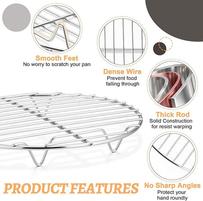 P&P CHEF Round Cooking Rack, Fits Air Fryer/Stockpot/Pressure Cooker/Round Cake - Image 4