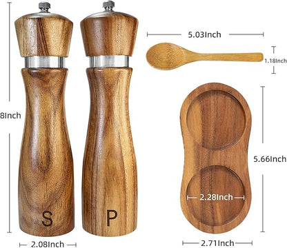 Wooden Salt and Pepper Grinder Set:Pepper Grinder Manual, Adjustable Coarseness - Image 5