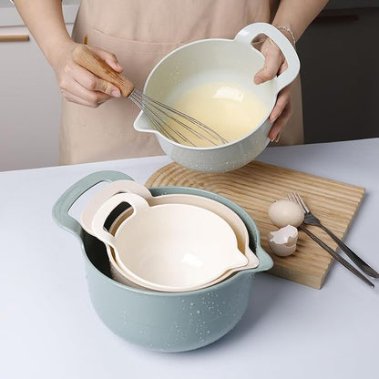 Mixing Bowls - 4 Piece Nesting Plastic Mixing Bowl Set - Non Slip Bottom and - Image 4