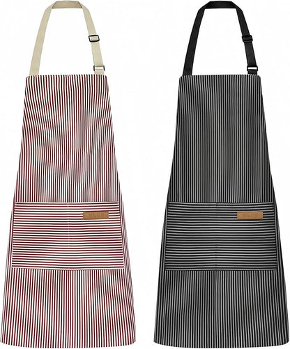 NLUS 2 Pack Kitchen Cooking Aprons, Adjustable Bib Soft Chef Apron by NLUS