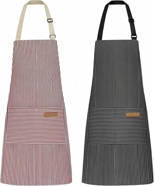 NLUS 2 Pack Kitchen Cooking Aprons, Adjustable Bib Soft Chef Apron by NLUS