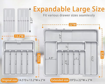 Silverware Drawer Organizer for Kitchen, Adjustable Utensil Drawer Organizer - Image 2