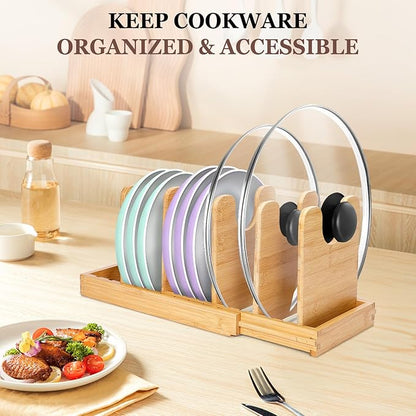 Bamboo Pot Lid Organizer, Pots and Pans Organizer Inside Cabinet, Pot Lids - Image 3