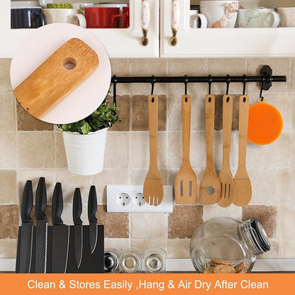 Wooden Spoons for Cooking, Heat-resistant Wood Serving Utensil Set Ideal for - Image 3