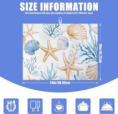 Beach Seashell Starfish Dish Drying Mat - Image 2