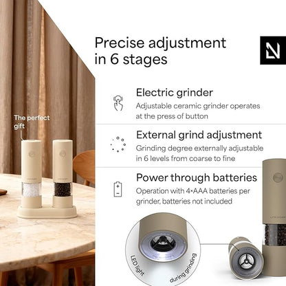 LARS NYSØM Electric Salt and Pepper Grinder Set I Automatic Salt and Pepper - Image 2