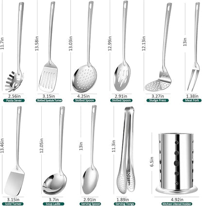 Lazycorner Kitchen Utensils Set, Potato Masher, Pasta Server, Soup Ladle - Image 2