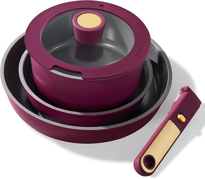 CAROTE Ceramic Pots and Pans Set, Nonstick Cookware Set Detachable Handle by CAROTE
