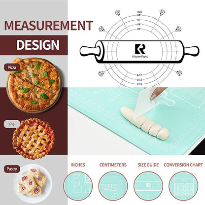 Silicone Baking Mat 20"L x 28"W, Extra Thick Dough Rolling Pad - Image 5