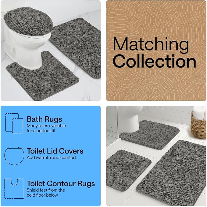 GORILLA GRIP Bath Rug Mat 36x24, Soft Absorbent Chenille, Quick Dry Microfiber - Image 8