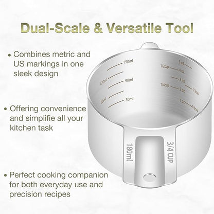 1PCS 3/4Cup Single Measuring Cup, Etched Inner Scale Stainless Steel Measure - Image 4
