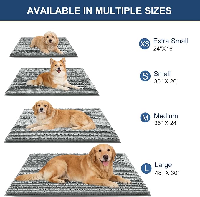 OLANLY Dog Door Mat for Muddy Paws 24x16, Ultra Absorbent Chenille Mud Doormat - Image 2