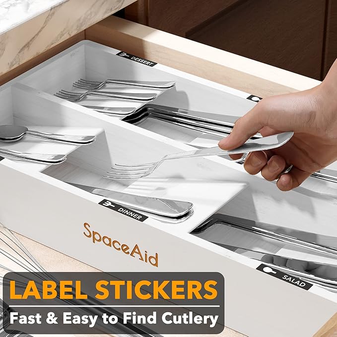 SpaceAid Bamboo Silverware Drawer Organizer - Image 5