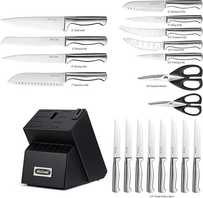 McCook® Knife Sets, German Stainless Steel Kitchen Knives Block Set - Image 2