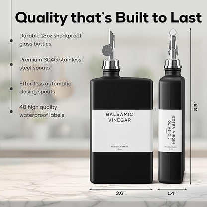 Black Glass Olive Oil Dispenser Bottle - Image 3