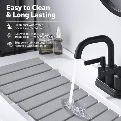 Stone Dish Drying Mats for Kitchen Counter, Drying Collapsible Dish Drying Mat - Image 6