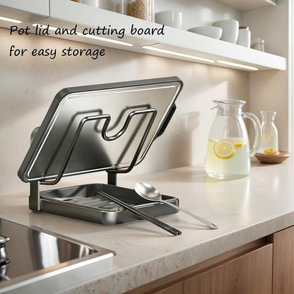 Kitchen Pot Lid Storage Rack, Stainless Steel Pot Lid Holder While Cooking - Image 3