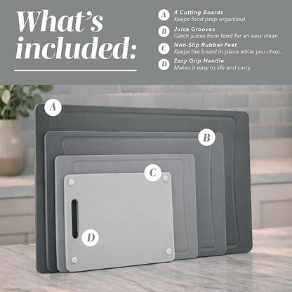 COOK WITH COLOR Non-Slip Cutting Board Set – Kitchen Essentials with Easy Grip - Image 2