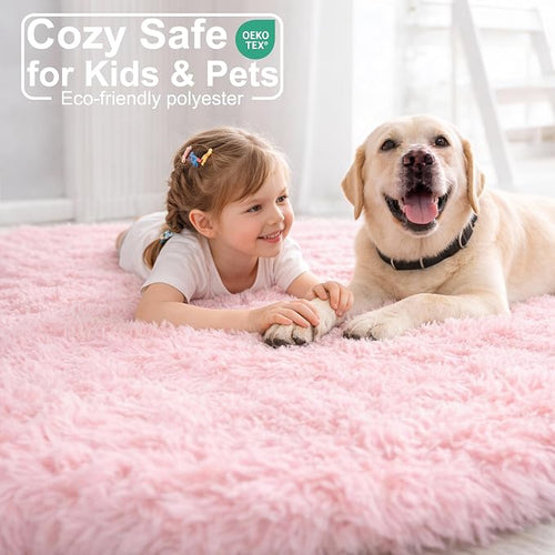 Amdrebio Pink Round Area Rugs 7Ft - Image 2
