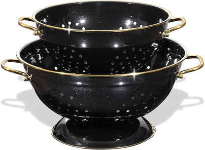 Metal Colander 2 Pack, 3.5 Quart Powder Coated Self-draining Solid Ring Base by Unknown