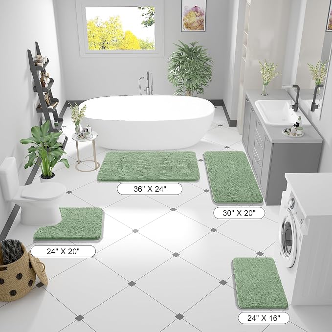 OLANLY Bathroom Runner Rugs 47x24, Soft Absorbent Chenille Bath Rugs, Rubber - Image 2