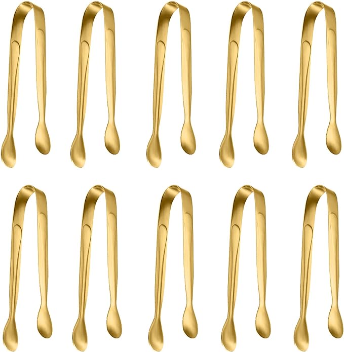 10 Pack Small Ice Tongs Sugar Tongs, Stainless Steel Mini Serving Appetizers by TOUGS