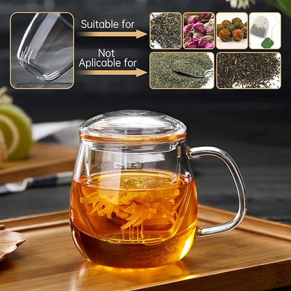 DOPUDO Glass Tea Cup with Infuser and Lid, 17.6oz/520ml Large Borosilicate - Image 6