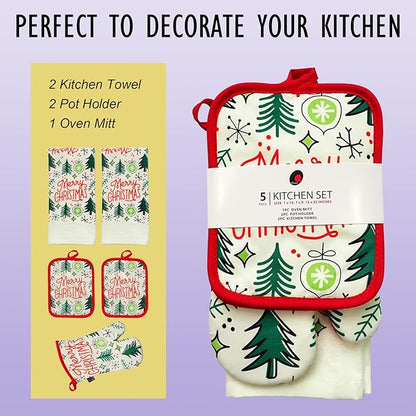 Oven Mitts and Potholders Dish Towles Set 100% Cotton - Image 2