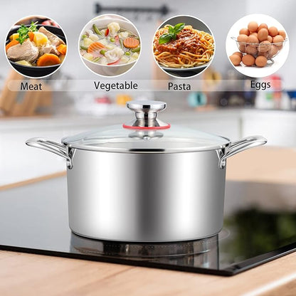 TeamFar 4.5 Quart Stock Pot, Stainless Steel Tri-Ply Cooking Pasta Soup Pot - Image 5