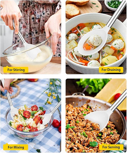 Pack of 2 Large Silicone Cooking Spoons, Non Stick Solid Basting Spoon - Image 3