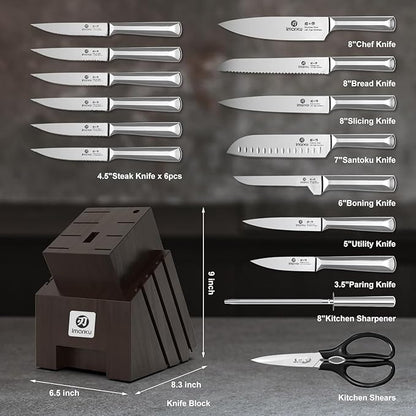 imarku Knife Set, High Carbon Stainless Steel Kitchen Knives, Non-Slip - Image 6
