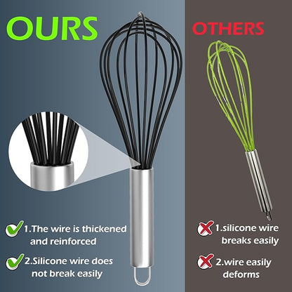 Silicone Whisk, Stainless Steel Wire Whisk Set - Image 3
