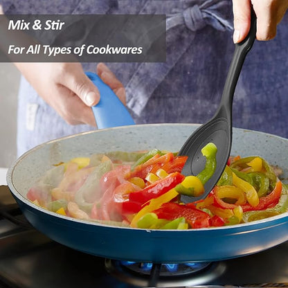 2 Pack Large Silicone Cooking Spoon, Non-Stick Slotted and Solid Spoon set - Image 8