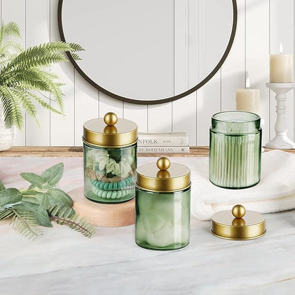 3 Pack Apothecary Jar Canisters Bathroom Vanity Organizer - Image 6
