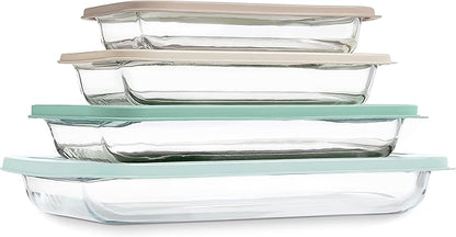 COOK WITH COLOR 8-Piece Deep Glass Baking Dish Set with Plastic Lids – by CookwithColor