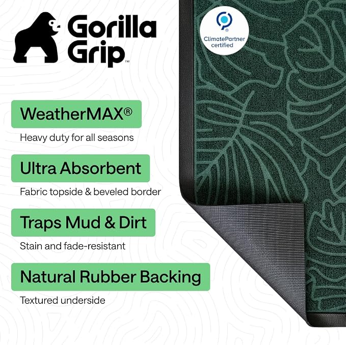 GORILLA GRIP 100% Waterproof All-Season WeatherMAX Doormat, US Designed Natural - Image 2